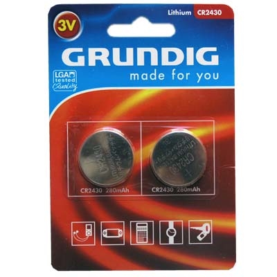 Lithium Button Cells Grundig CR2430 3V 280mAh 2 .