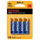 Kodak MAX SUPER ALKALINE  AA 1.5V 4 15x MORE POWER