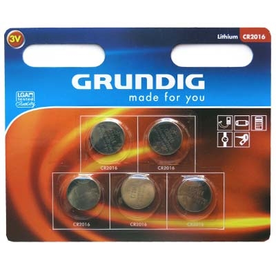 Lithium Button Cells Grundig CR2016 3V 70mAh 5 .