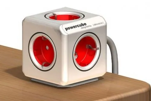ΕΠΕΚΤΑΣΙΜΟ ΠΟΛΥΠΡΙΖΟ PowerCube Red με 5 εξόδους Schuko ΜΕ ΚΑΛΩΔΙΟ & ΒΑΣΗ ΣΤΗΡΙΞΗΣ