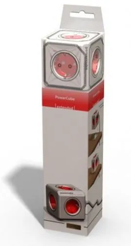 ΕΠΕΚΤΑΣΙΜΟ ΠΟΛΥΠΡΙΖΟ PowerCube Red με 5 εξόδους Schuko ΜΕ ΚΑΛΩΔΙΟ & ΒΑΣΗ ΣΤΗΡΙΞΗΣ