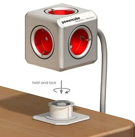 ΕΠΕΚΤΑΣΙΜΟ ΠΟΛΥΠΡΙΖΟ PowerCube Red με 5 εξόδους Schuko ΜΕ ΚΑΛΩΔΙΟ & ΒΑΣΗ ΣΤΗΡΙΞΗΣ