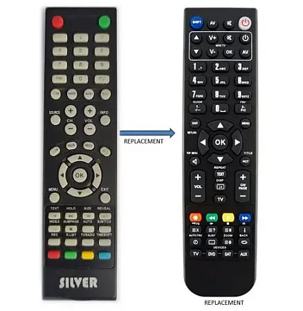 SILVER LED TV REPLACEMENT REMOTE CONTROL