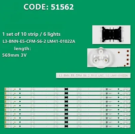 SONY KD-55X8000 SET 10 PCS LED BAR I-5500SY80062-VC