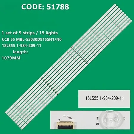 SONY KD-55XF9005 SET 10 PCS LED BAR 18LS55 1-984-209-11