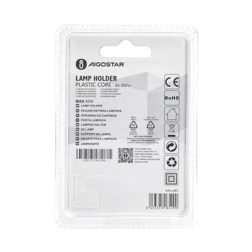 Κυρτή Επιτοίχια βάση Λάμπας Ε27 - Plastic Lamp Holder White E27 aigostar XX-UH01