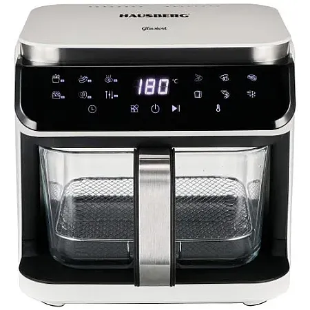 DIGITAL ΓΥΑΛΙΝΗ AIR FRYER 6.5 LT HAUSBERG HB-2343AB Τεχνολογία 3D κυκλοφορίας αέρα με 12 αυτόματα προγράμματα Ψησίματος