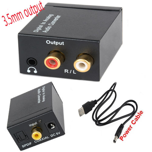   optical     RCA  Stereo Jack - Digital Optical Coaxial Toslink to Analog RCA Audio Converter Adapter + USB Cable - Optical TV to RCA and Stereo Jack Output