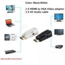 HDMI Male To VGA Female Converter Box Adapter With Audio Cable For PC HDTV BK